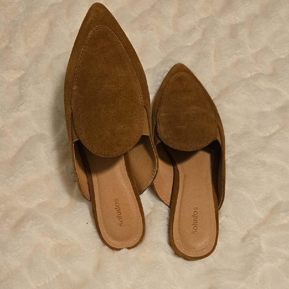 Soludos Tan Suede Pointed Mules